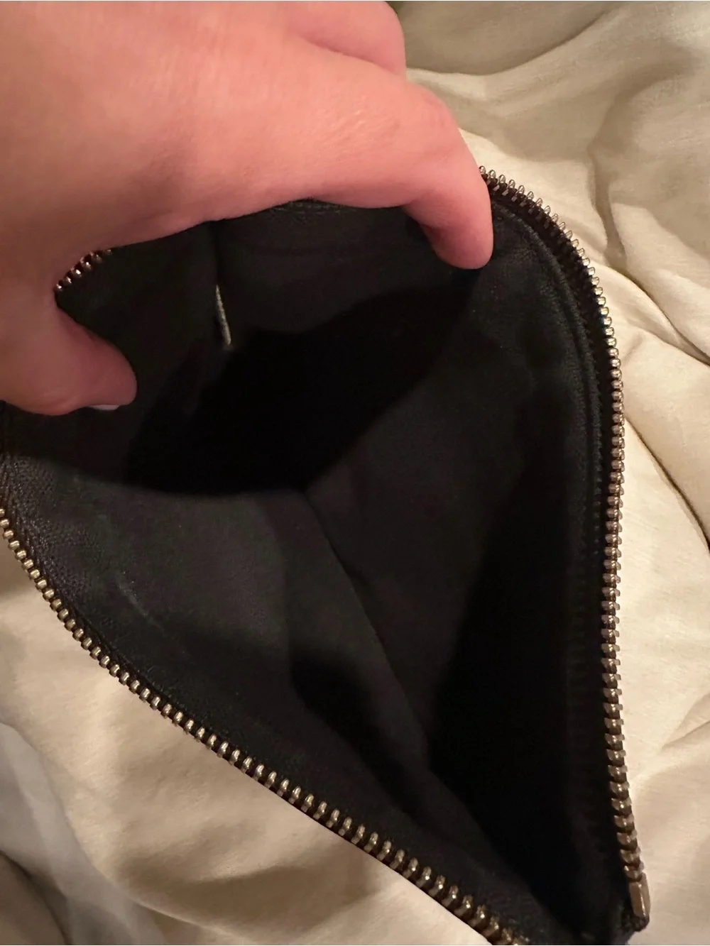 Burberry Tan and Black Check Zip Pouch with Red Accents. 100% authentic